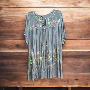 NWT Sacred Threads OS Embroidered Babydoll Dress/Tunic Wearable Art